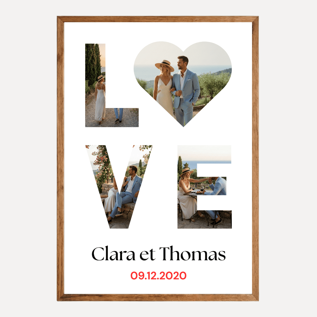 Affiche lettres Love verticale - Cadre personnalisé