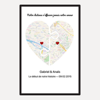 Affiche personnalisée relation à distance - Cadre personnalisé pour couple à distance