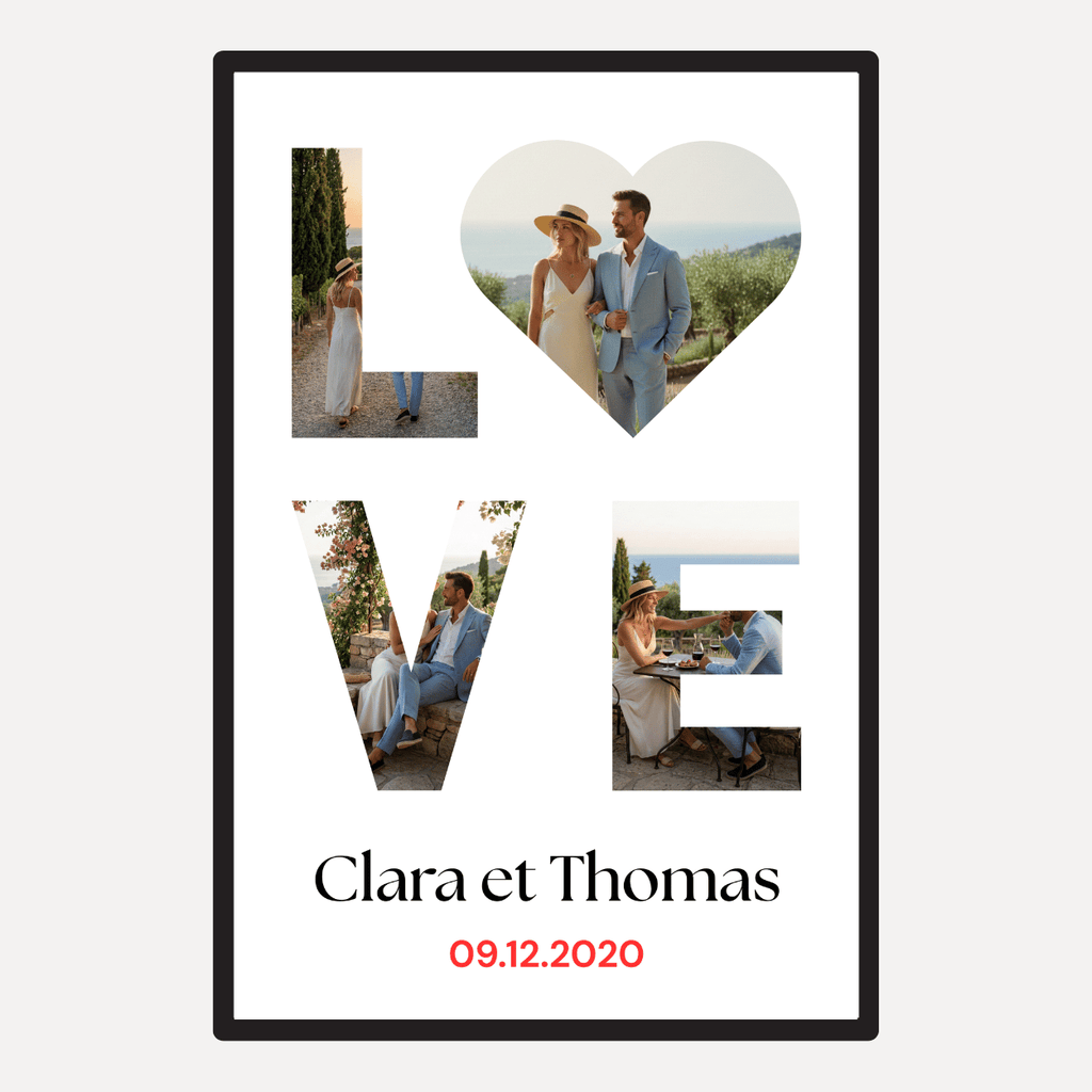 Affiche lettres Love verticale - Cadre personnalisé
