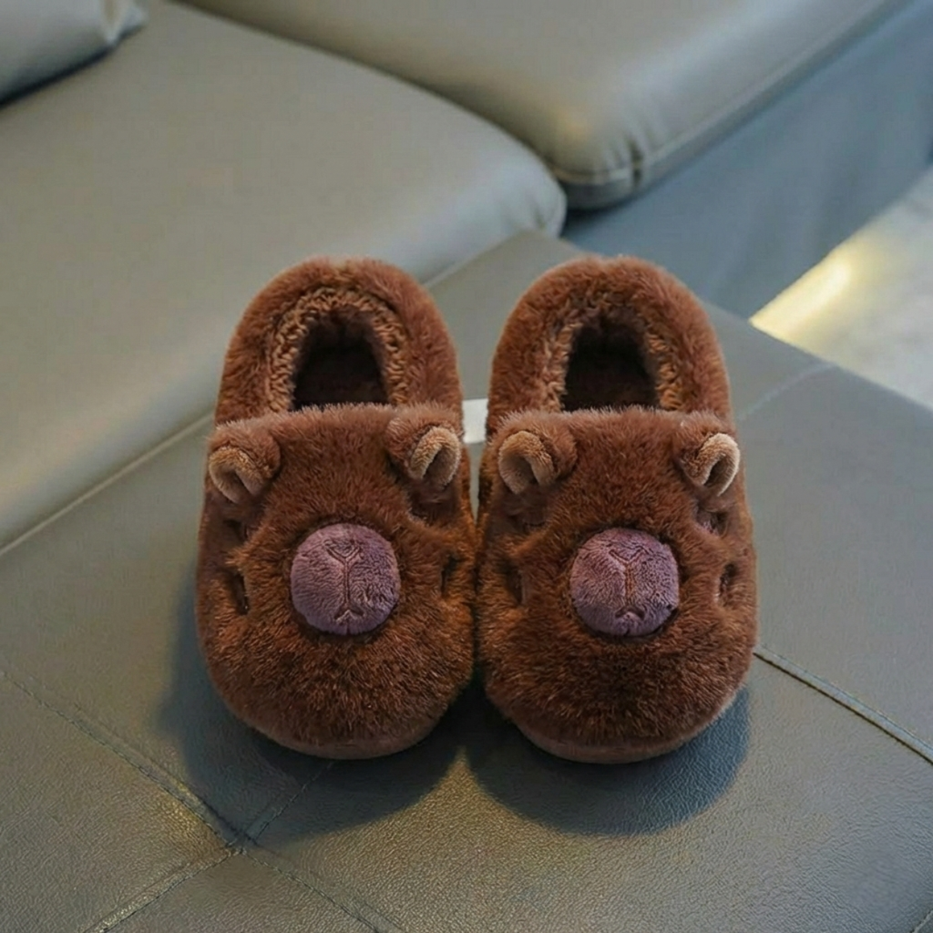 Chaussons Capybara en Peluche - Pantoufles d'Intérieur Ultra-Douces et Chaudes