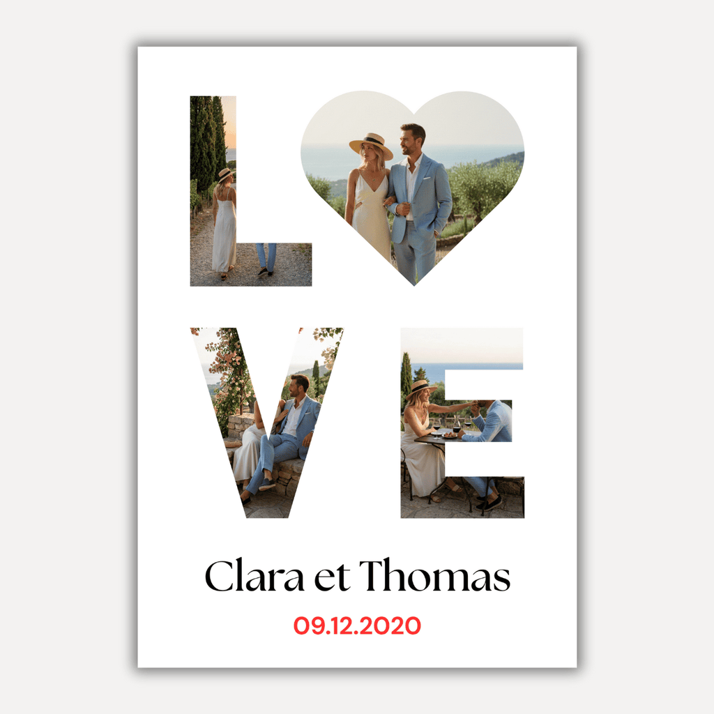 Affiche lettres Love verticale - Cadre personnalisé