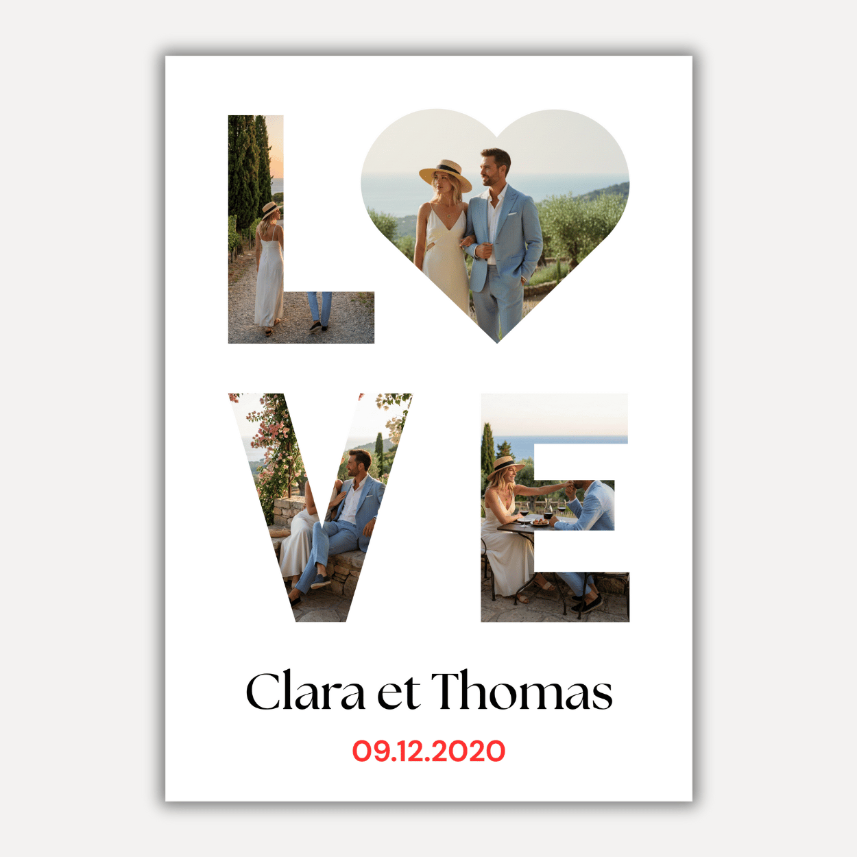 Affiche lettres Love verticale - Cadre personnalisé