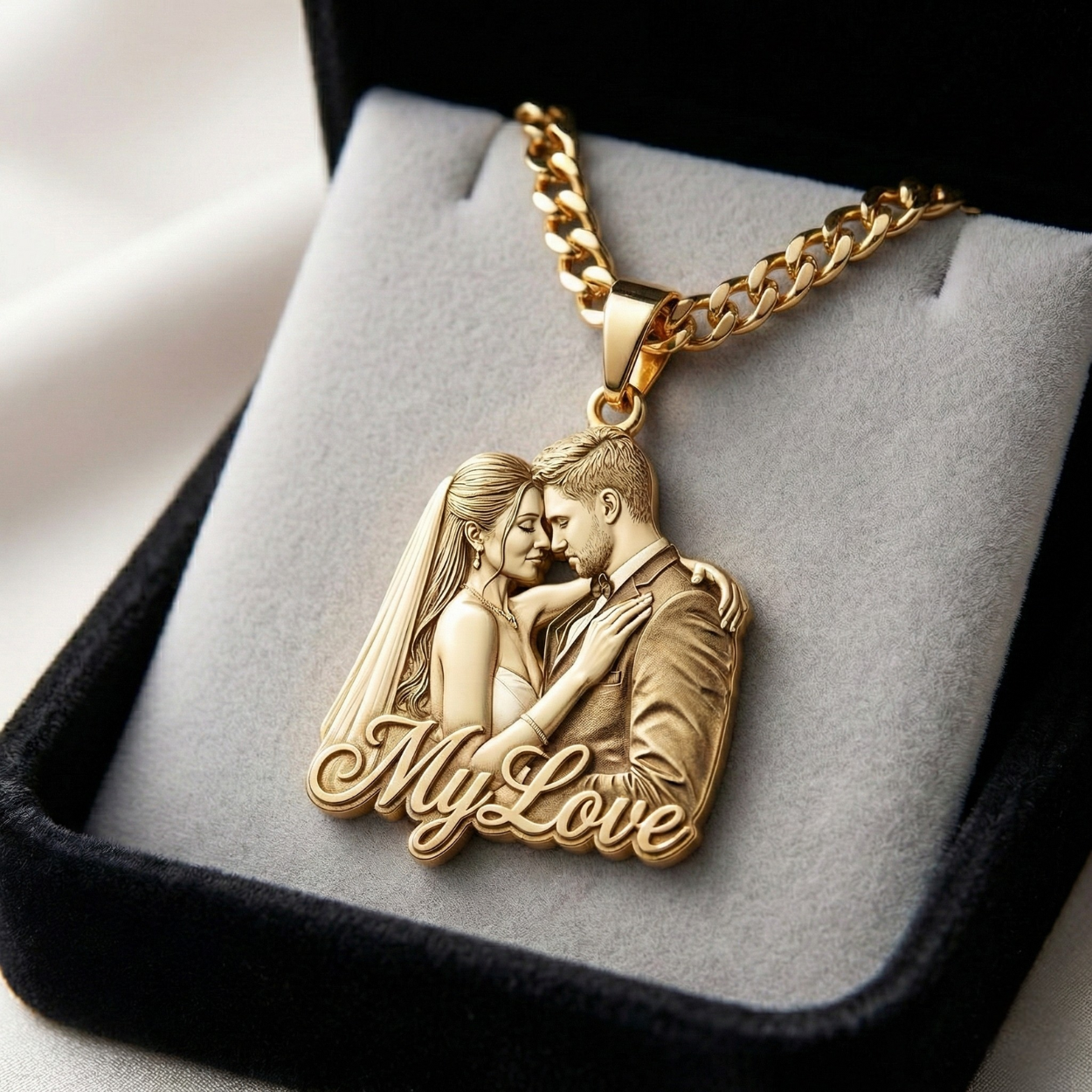 Pendentif Plaque Personnalisé avec Photo - Collier Gravure Portrait et Prénom